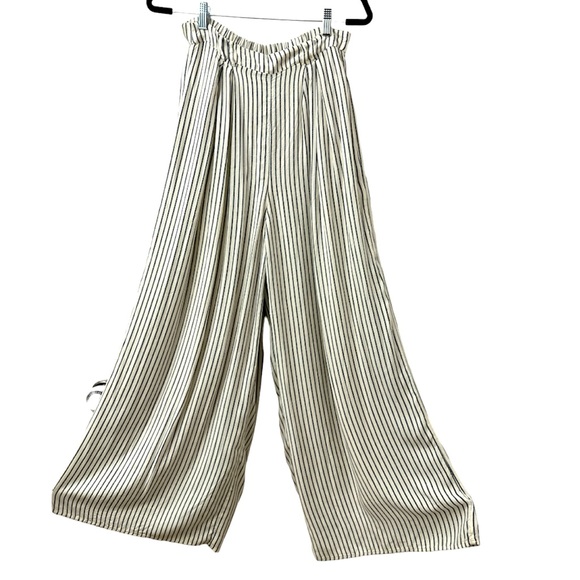 American Eagle Outfitters Black Striped High Waist Wide Leg Pants Women’s Medium - Picture 7 of 10